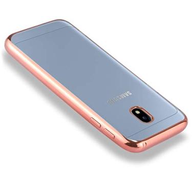 Imagem de CHAJIJIAO Capa ultrafina para Galaxy J5 (2017) (versão UE) Capa traseira protetora de TPU lateral galvanizada (cinza) Capa traseira para telefone (cor: ouro rosa)