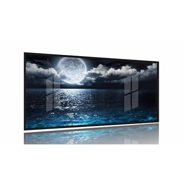 Imagem de Quadro Decorativo Lua Cheia Mar Noite 130x60 Moldura Preta 2x2