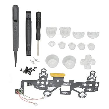 Imagem de wendeekun Kit de reparo de controle para Ps4, botões luminosos de gamepad 8 cores 19 modos kit de substituição de reparo faça você mesmo, kit de botões de LED para controlador Ps4, inclui chave de fenda/botões de joystick/placa de luz