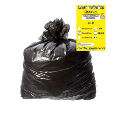 Imagem de Saco para Lixo Leve 20 Litros Preto 100un Itaquiti