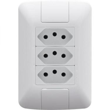 Imagem de Conj 4x2 3 Tomadas 2p+t 10 A 250 V Tramontina Aria Branco