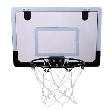Imagem de Conjunto de mini cesta de basquete, cesta de basquete do quarto para porta e parede com encosto, cesta, basquete e inflador, acessórios completos de basquete, presentes de brinquedo de basquete para c
