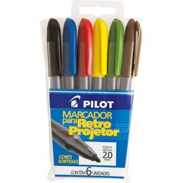 Imagem de Caneta Para Retro-Projetor Com 6 Cores 2Mm Pilot Pt 6 Un