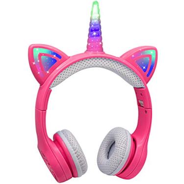 Imagem de YUSONIC Fones de ouvido de unicórnio para meninas, 15 horas de tempo de jogo, fones de ouvido Bluetooth unicórnio infantil, escola, laptop, celular, uso de avião, luz sem fio, fone de ouvido infantil,