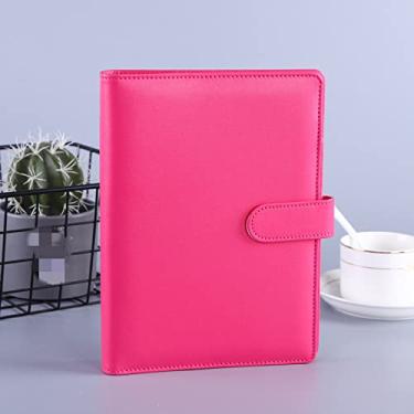 Imagem de A6/A5 PU couro DIY capa de caderno agenda agenda planejador capa papel papelaria escolar, rosa rosa, A6