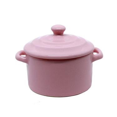 Imagem de Mini Caçarola de Cerâmica com Tampa Rosa 250ml - Unid.