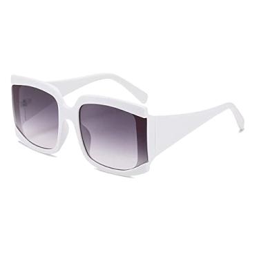 Imagem de Óculos de sol quadrado grande branco rosa para mulheres moda armação grande gradiente óculos de sol feminino uv400 sombra preto, cinza branco, um