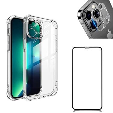 Imagem de Kit Capa Anti Impacto + Película 3D 9D + Película Câmera iPhone 8 11 13 Pro 14 Pro Max (iPhone 13 Pro Max)