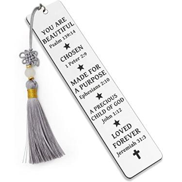 Imagem de Ptzizi Marcador de página com gravação de metal cristão inspirador com borla, verso da bíblia feminino clipe de marcador de livro para amigos menina irmã amante de livros livro livro livro clube presente religioso