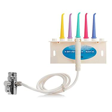 Imagem de Flosser dental de água para uso familiar, pontas de jato de 5 cores para torneira e chuveiro, irrigador oral, pressão de água de segurança não elétrica, higiene bucal, limpeza de dentes. Economia de
