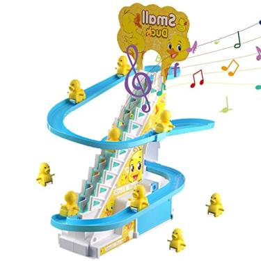 Imagem de Montanha-russa de Natal Brinquedo - Mini Duck Figurines Track Slide Toys Roll Coaster Set - Playset de brinquedo de montanha russa de natal com luzes led e música Aocate