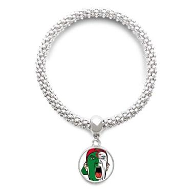 Imagem de DIYthinker Algeria Maquiagem Facial Gritando Boné Bracelete Prata Pingente Joias Corrente Ajustável Bracelete, Aço inoxidável, Na