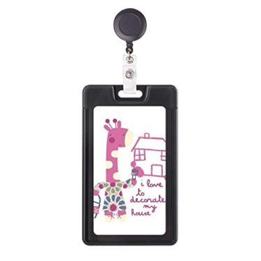 Imagem de Decore House Girafa Rosa Desenho Animado Animal Retrátil Carta Carretel Estojo Manga