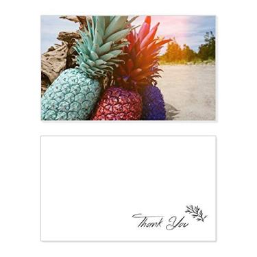 Imagem de Cartão de agradecimento de frutas de abacaxi frescas de manhã cedo papel de saudação de aniversário apreciação de casamento