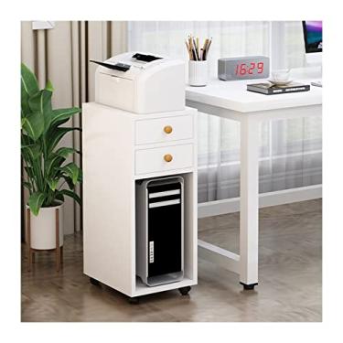 Imagem de KIZQYN Suporte de impressora do chão ao teto PC gaveta dupla mini gabinete de arquivos de armazenamento de estrutura principal rack de prateleira de chassi de mesa rack de colocação impressora de armário de mesa (cor: D)