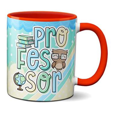 Imagem de Caneca Professor Profissional Coruja Livros Presente Fofo (Vermelha)