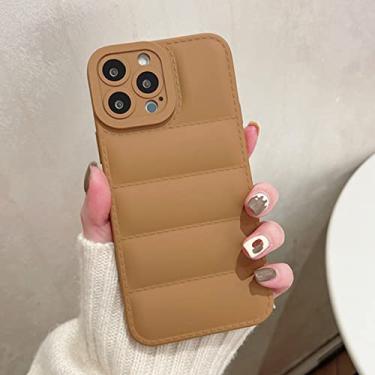 Imagem de Jaqueta de penas de luxo Capa de telefone para iPhone 14 11 12 13 Pro Max XR X XS 7 8 14 Plus Capa de silicone macio para doces, marrom, para iphone 7 Plus
