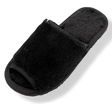 Imagem de Pantufa Masculina Preto Adulto Aberta Pelúcia Antiderrapante Chinelo de Quarto (Preto, br_footwear_size_system, adult, numeric, numeric_34)