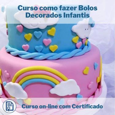 Imagem de Curso Online em videoaula de como fazer Bolos Decorados Infantis com Certificado + 2 brindes