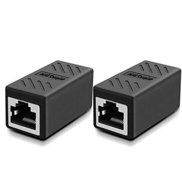 Imagem de Acoplador RJ45, extensão Ethernet, conectores de rede para cabo Ethernet Cat7/Cat6/Cat5e/Cat5 – acoplador fêmea de cabo de rede, RJ45 Ethernet Extension Coupler black 2 pack