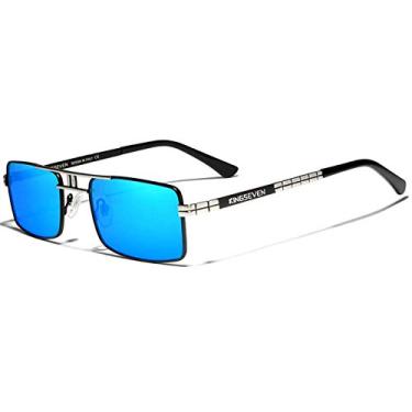 Imagem de Óculos de Sol Masculino KINGSEVEN Design Retangular Moldura Vintage Aço Inoxidavel com Proteção Uv400 Polarizado (C1)