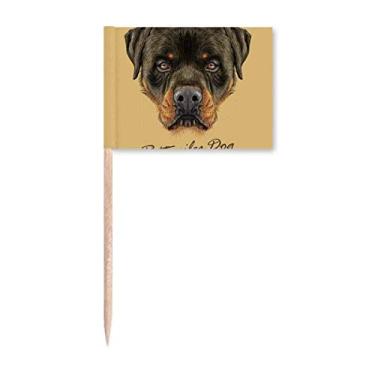 Imagem de Black Feroz Rottweiler Bandeiras de palito de dentes para cães, decoração de festa