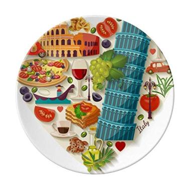 Imagem de Prato de cinema romano com coração da Itália em porcelana decorativa Salver louças de jantar