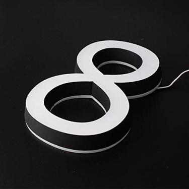 Imagem de Placa 3D flutuante para casa número LED 0-9 placas de porta acrílica de aço inoxidável 1,5 cm, placa digital grande moderna, luz branca preta, macia, brilho exterior, resistente ao clima, durável