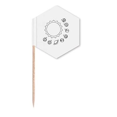 Imagem de Planetary Line Contorno do sistema solar palito bandeiras para cupcakes festa celebração