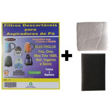 Imagem de Kit Com 30 Sacos Descartáveis Aspirador De Pó Electrolux Trio + Filtros Motor