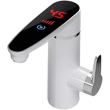 Imagem de Torneira De Água Quente Elétrica, Aço Inoxidável De Qualidade Alimentar 5 Níveis De Ajuste De Temperatura Aquecedor De Água Instantâneo Pia Da Cozinha Visor De Temperatura LED Cromado,B,Constructi