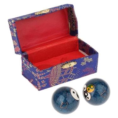 Imagem de Dynwave 2 pçs bolas de massagem para as mãos bolas chinesas com caixa de armazenamento exercitador de fitness durável suave portátil bolas de handebol, Fofoca Colorida Azul