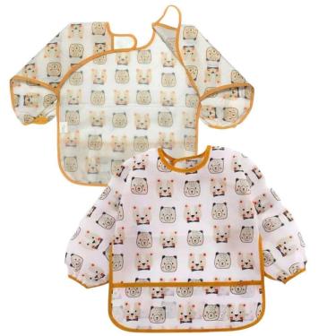 Imagem de Babador Manga Longa Impermeável BLW Kit 2Unds Ursinhos