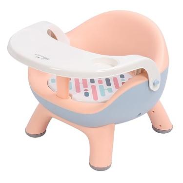 Imagem de Cadeira Alta para Crianças, Proteção para Coluna, Antiderrapante, área de Assento Ampla, Encosto para Aprender a Comer, Cadeira Alta para Crianças, Almofada de Som para Casa (Rosa)