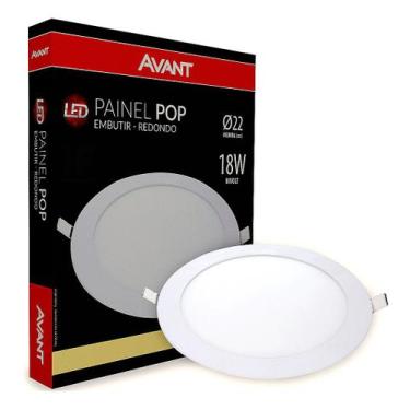 Imagem de Painel Plafon Led 18W Redond Embutir Branco Neutro Luminária - Avant