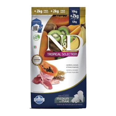 Imagem de Ração N&D Tropical Selection Para Cães Puppy Medium/Maxi Cordeiro Leve 12kg e Pague 10kg