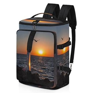 Imagem de Sunrise Beach Mochila com compartimento para sapatos, impermeável, esportiva, alça de ombro ajustável, mochila de viagem para academia, esportes, caminhadas, laptop