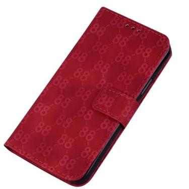 Imagem de Hee Hee Smile Capa de telefone para Asus Zenfone 9 Retro Phone Leather Case Simplicidade Capa de telefone 88 padrões Flip Back Cove Red