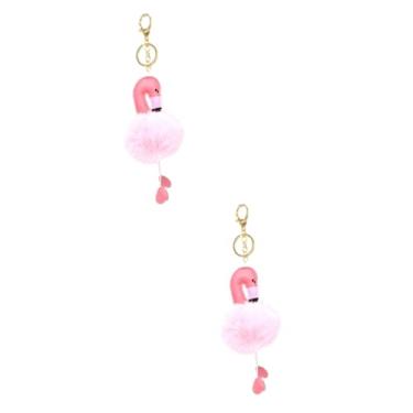 Imagem de SHERCHPRY 2 Unidades adesivos de parede bola de pelúcia brinquedos de mini lixeira carro mosquetão chave presentes de flamingo para bolas de cabelo chaveiro bolsas pingente rosa