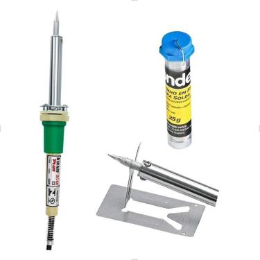 Imagem de Kit Ferro De Soldar 220v Hikari + Estanho Fio 1mm 25g Vonder