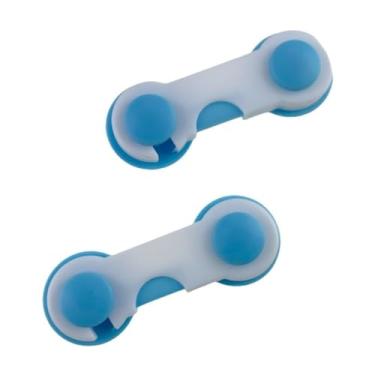 Imagem de Kit 2 Trava de Gaveta Armário Porta Trava de Segurança Bebê Trava Multiúso (AZUL)