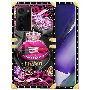 Imagem de Capa para Samsung Galaxy Note 20 Ultra, capa Crown Leopard Lips Note 20 Ultra para meninas mulheres, decoração dourada de luxo quadrada macia TPU à prova de choque capa rígida PC para Samsung Note 20 Ultra 6,9 polegadas