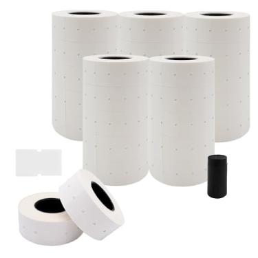 Imagem de Motex 1 linha 25.000 etiquetas brancas brancas de preço e data com 1 rolo de tinta, serve para MX-5500 e Perco 1 linha preço e armas de data