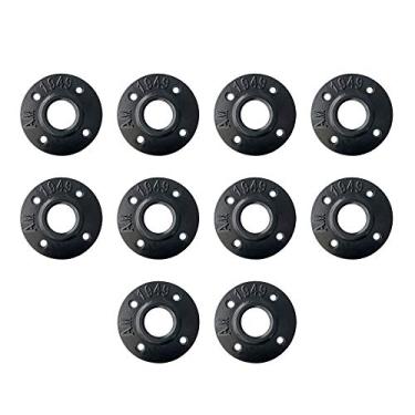 Imagem de GeilSpace - Acessório para tubos de ferro maleável - Prateleira - Flange de chão - 2,5 cm - Preto - 10 unidades