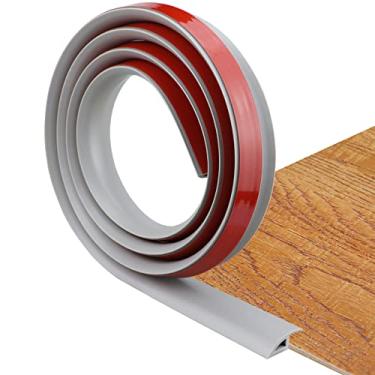 Imagem de Faixa de transição de piso autoadesiva para tapete e transições de piso, tira de acabamento de bordas de PVC para transições de limiar adequadas para altura limite inferior a 10 mm (6,56 pés, cinza)