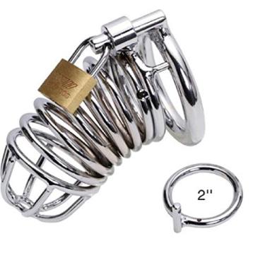 Imagem de MANHOOD 18 ou mais brinquedos sexuais apenas para adultos, kit de castidade de restrição masculina de castidade com gaiola de pênis (anel de base de 5 mm de 50 mm)