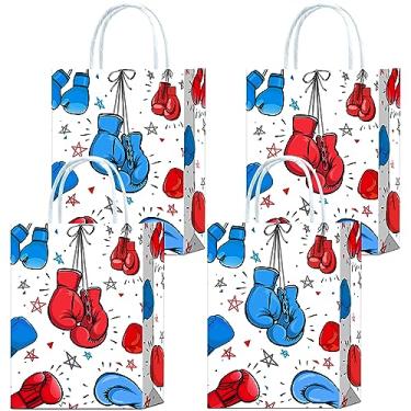 Imagem de Tyndallrays 16 sacos de presente de boxe para artigos de festa de aniversário de boxe, lanches de boxe, doces, lembrancinhas com alças para crianças e adultos, decorações de festa temática de kung fu