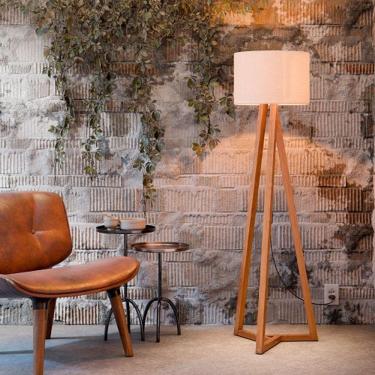 Imagem de Luminária De Chão Tripé Classic Com Cúpula Abajur Off White/Nature