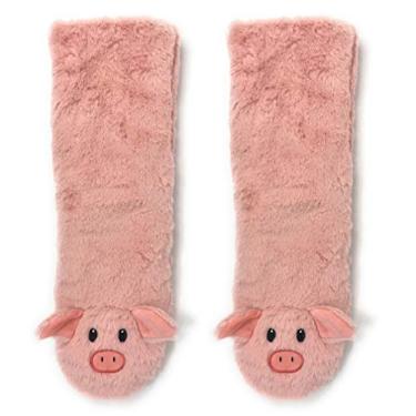 Imagem de ooohyeah Pantufas femininas antiderrapantes felpudas 3D de animais, engraçadas, quentes, aconchegantes, fofas, fofas, para uso interno com pegas, Le Piggy, 5-10
