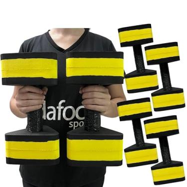 Imagem de Kit 2 Pares de Halteres Hidroginástica Em EVA 3 A 4Kg DF4013-BK Preto/Amarelo Dafoca Sports